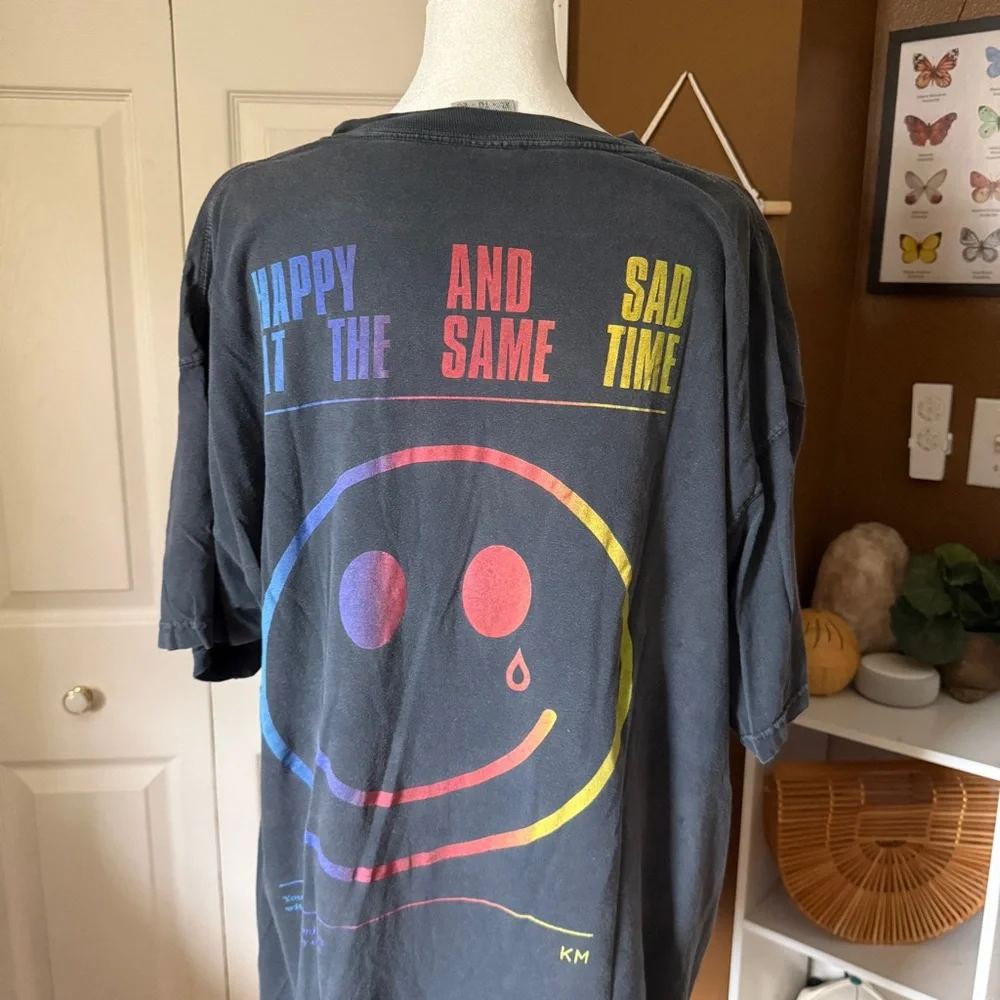 Comfort Colors Stone Wash “Happy and Sad at the Same Time” Graphic Tshirt / XL - Picture 5 of 10